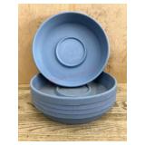 Five Round Blue Plant Saucer Trays