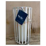 White Metal Lantern with Candle Holder