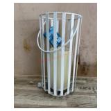 White Metal Lantern With LED Candle