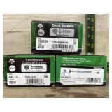 1 deck screw, 1 twinthread cabinet screw, 1 wood