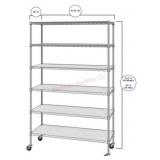 6-Tier NSF Heavy Duty Wire Shelving, 47.75" W x