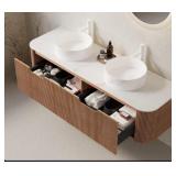 Dina 60" Bathroom Vanity, Wall-mounted Curved