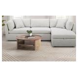 Lindsey Modular Fabric Sofa with Storage Ottoman-