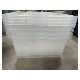 4 clear plastic totes w/ 4 lids- cracked lids
