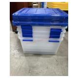 4 plastic totes w/ lids- cracked