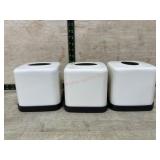 3- tan metal tissue box covers