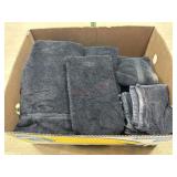 Box lot of black hand towels and wash rags