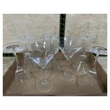 Flat of 7 crystal stemmed martini glasses