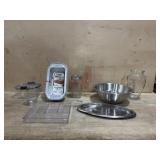 Box of stainless bowls, food storage containers