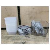 Flat of food storage containers with lids