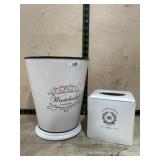 Ceramic bath trash can and tissue box cover