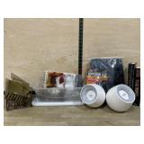 Box lot with sound machine/ metal rack. tote and