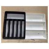 Flatware tray and white divided serving tray