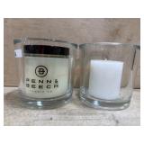 2 Heavy duty glass candle holders with candles