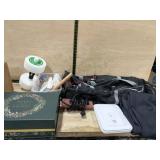 Box lot with tote bag/ tablecloth/ multi plug and