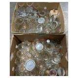 2 Boxes of various size canning jars
