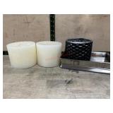 Decorator tray and 3 candles