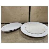 4 Various white serving platters