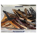 Tote of wood hangers