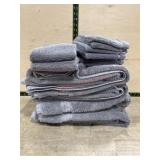 4 Grey bath and 2 hand towels with 8 wash rags