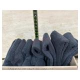 Box of  black hand towels and wash rags