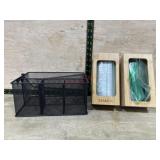 Flat ware basket and 2 wood storage bag holders