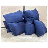 6- Blue throw pillows