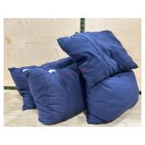 4- Blue throw pillows