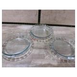 3- Ruffled edge glass pie pans
