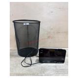 Mesh trash can and alarm clock