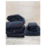 4- Black bath towels/ 4 hand towels and 8 wash