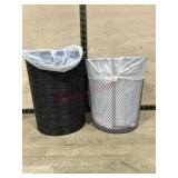 Mesh and wire trash cans