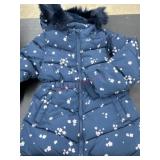 Girls' 4/5 Floral Hooded Puffer Coat