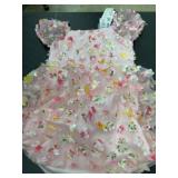 Pink Girls' Dress with Floral Embellishments