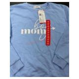 Blue Long-Sleeve Shirt With 'Go Mom' Text