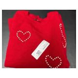 Red Sweater With Heart Design, Women's XL