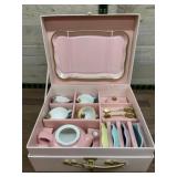 Porcelain Tea Set with Carrying Case