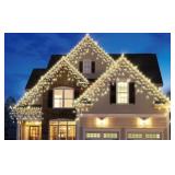 LED Icicle Lights, 300 Count, Warm White