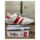 White and Red Athletic Shoes, Size 10