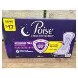 Poise Fresh Protection Overnight Pads, 84 Ct