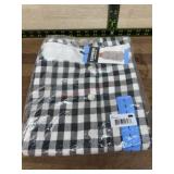 Black and White Checkered Linen-Blend Top