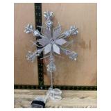 Silver Glitter Snowflake Tree Topper with Lights
