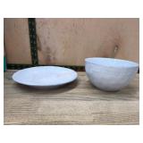 7 Gray Plates and 2 Bowls