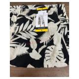 Linen Blend Pants with Tropical Print, Size M