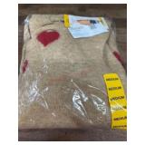 Tan Sweater With Heart Pattern, Size Medium