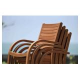2 Catalina teak wood stacking arm chairs MSRP
