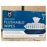 Flushable Wipes, 9 Packs, 540 Total Wipes