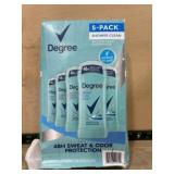 5-Pack Degree Shower Clean Antiperspirant Deodoran