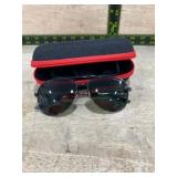 Black Aviator-Style Sunglasses with Case