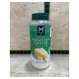 Grated Parmesan Cheese in Green Plastic Container